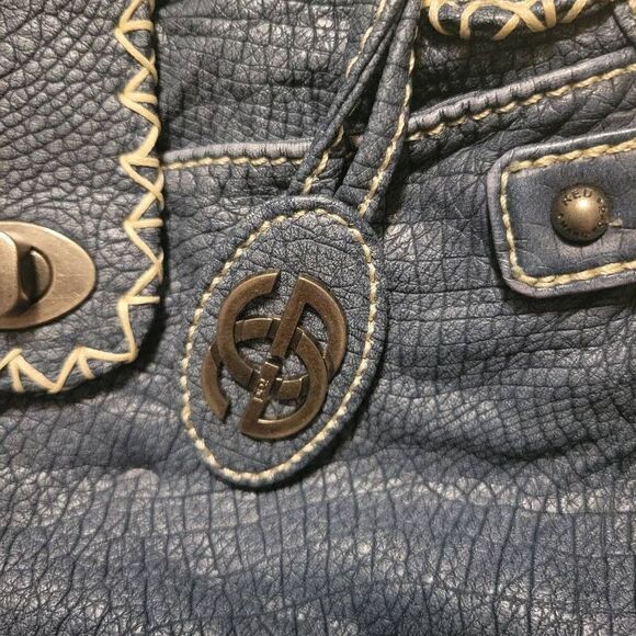 Red by Marc Ecko Brown Soft PEBBLED VEGAN Hobo Bag Unique Denim Blue - Picture 6 of 7